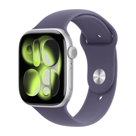 Montre Connectée Apple Watch Series 11 GPS 46mm Aluminium Argent avec Bracelet Sport M/L Violet - Ne… — Apple · Smarty Paris 18e